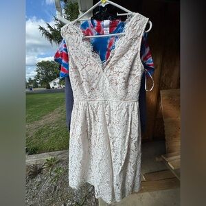 Lulu's Cream Lace Midi Dress